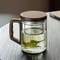 Walnut Wooden Handle Glass Tea Cup With Infuser And Filter 6