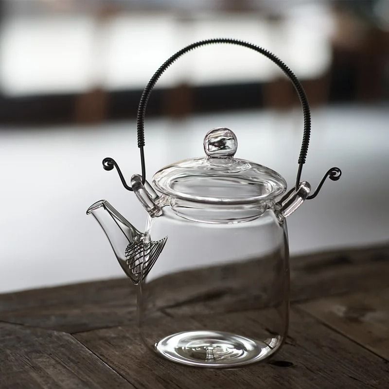 Japanese Handmade Heat Resistant Glass Teapot With Traditional Beam Handle 0