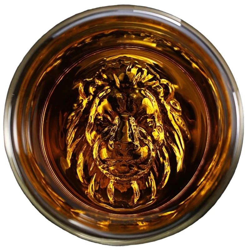 Creative Lion Head Double Wall Glass Whiskey And Spirits Mug 1
