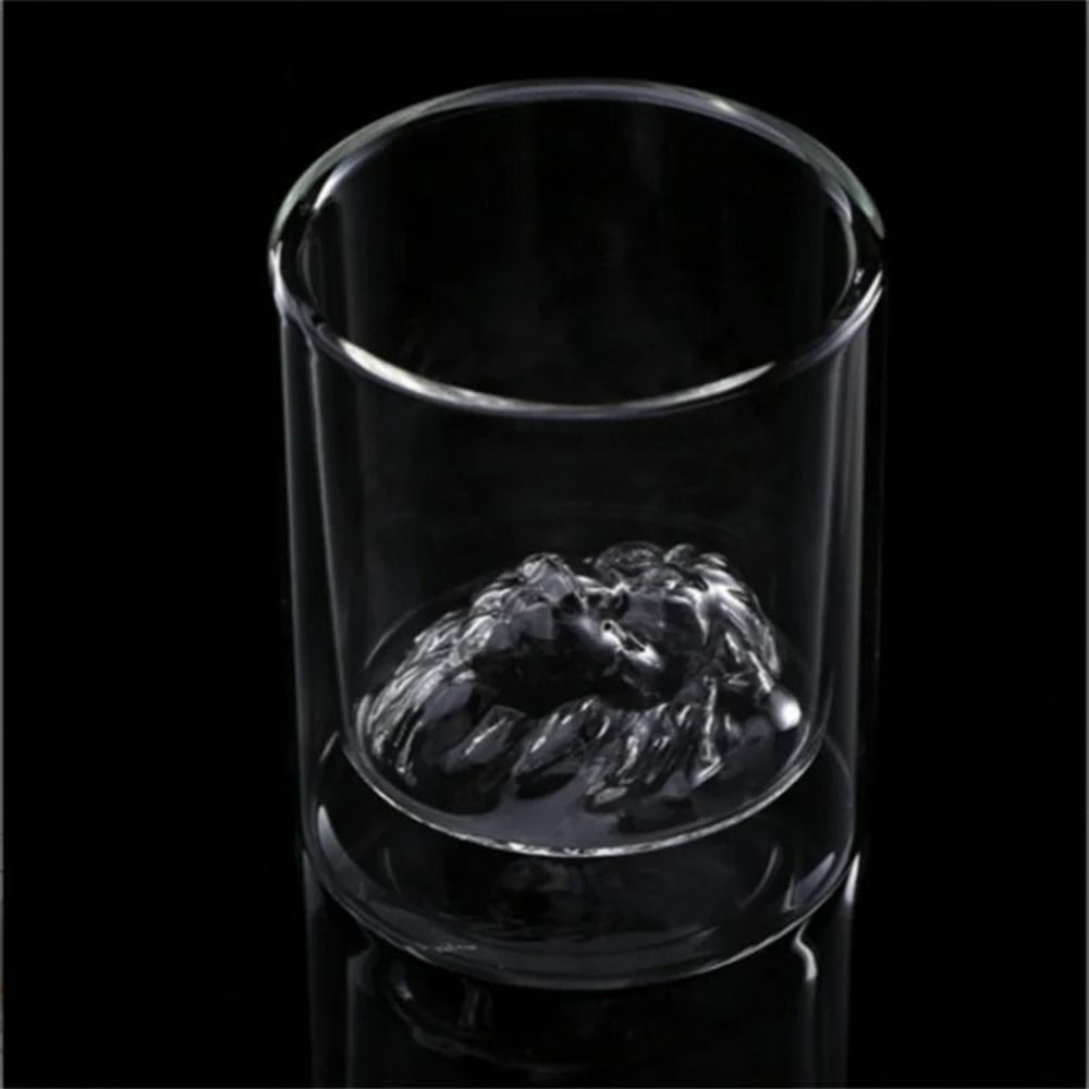 Creative Lion Head Double Wall Glass Whiskey And Spirits Mug 3