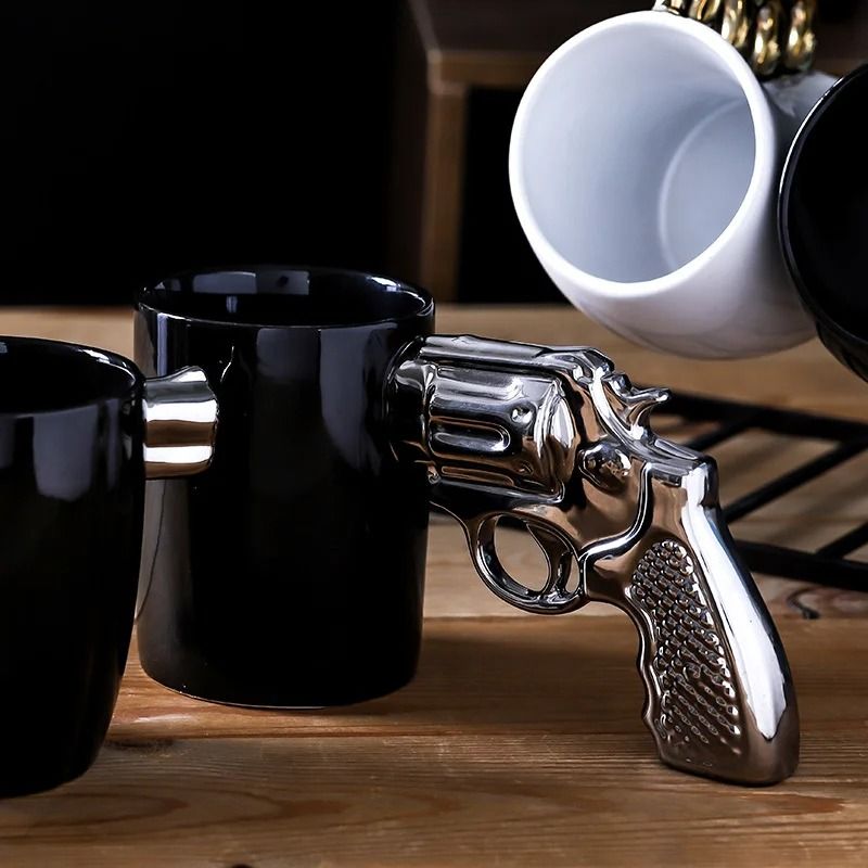 Creative 3D Revolver Modeling Ceramic Coffee Mug 3