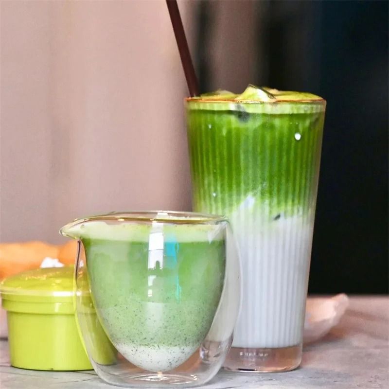 Handmade 200ml Double Wall Glass Tea Cup And Chahai Pitcher 5