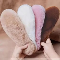 warm winter plush imitation rabbit fur insoles