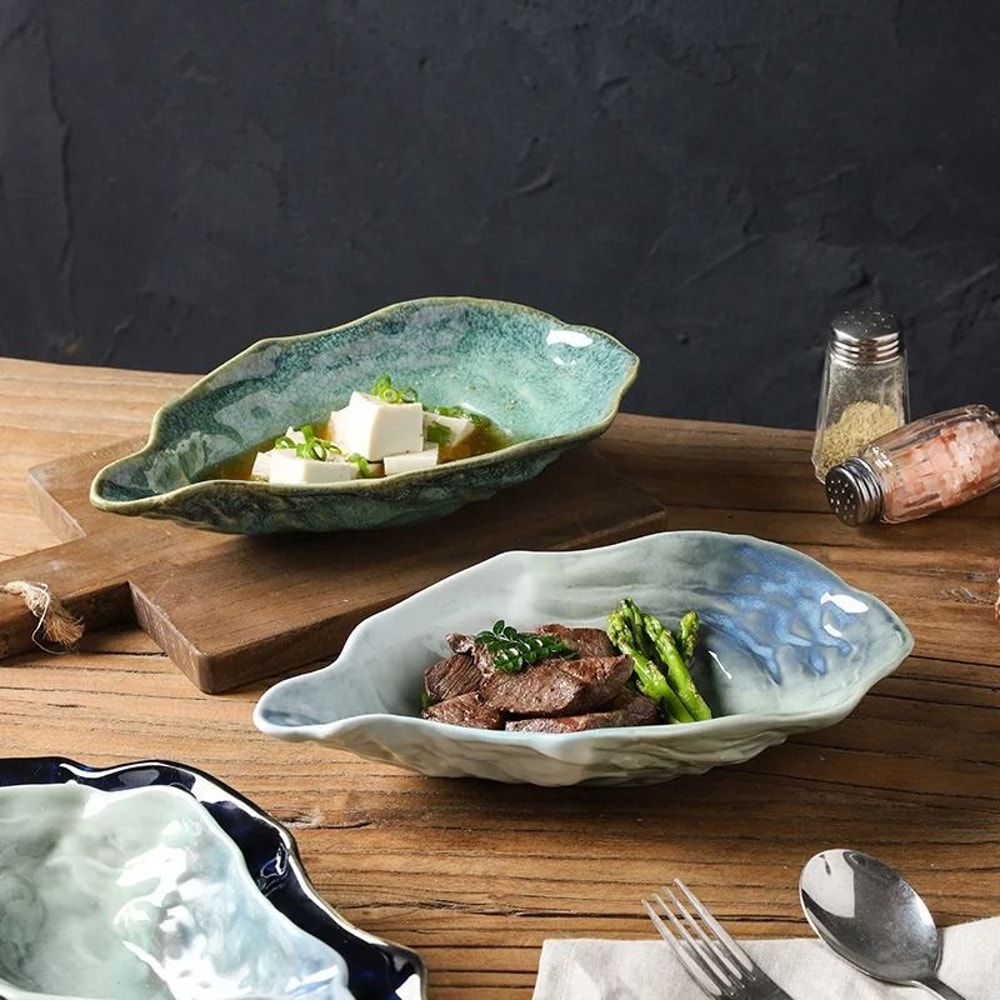 Japanese Kiln Style OysterShaped Ceramic Flavor Dish 2