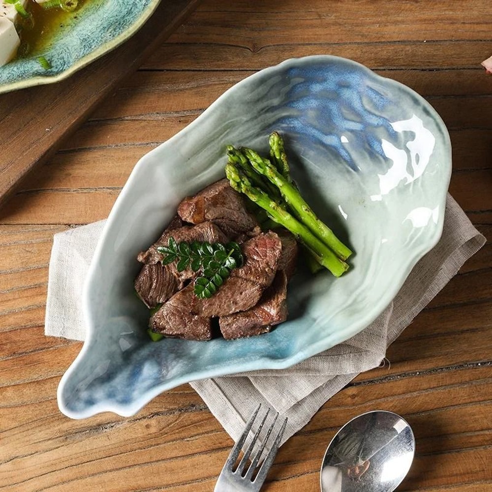 Japanese Kiln Style OysterShaped Ceramic Flavor Dish 3