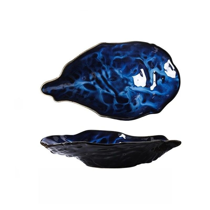 Japanese Kiln Style OysterShaped Ceramic Flavor Dish 4