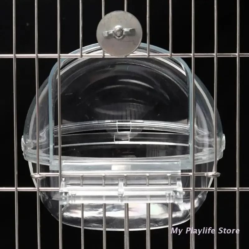 Pet Bird Parrot Transparent Bathing Tub 4