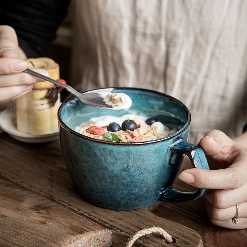 Sydney Blue Large Capacity Ceramic Oat Cup 0