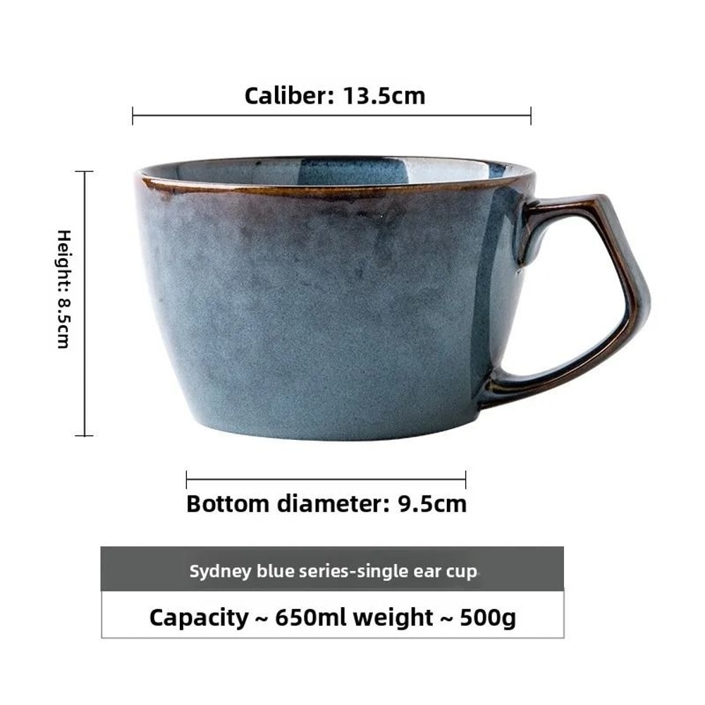 Sydney Blue Large Capacity Ceramic Oat Cup 6