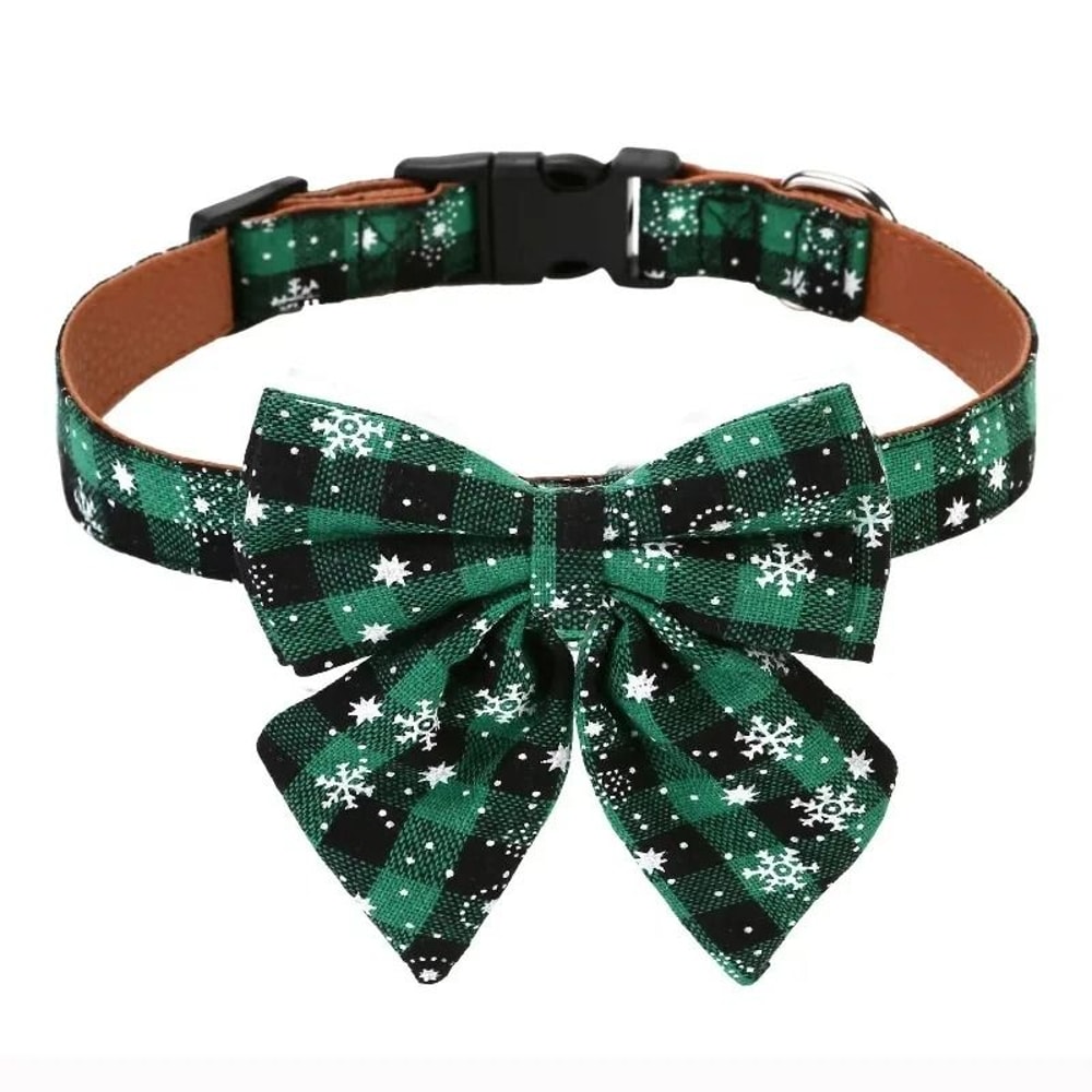 Christmas Dog Collar With Classic Plaid Bow Tie 7