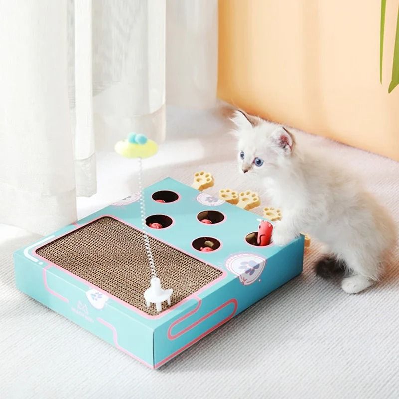 3 In 1 Interactive Whack A Mole Cat Toy And Scratcher 3