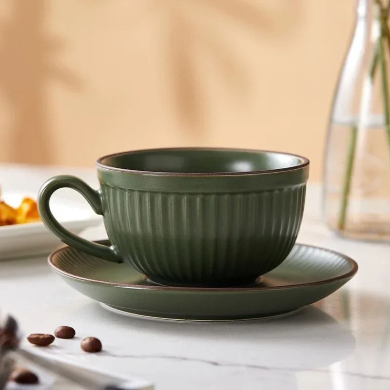 Retro Pumpkin Ceramic Cup And Saucer Set 3