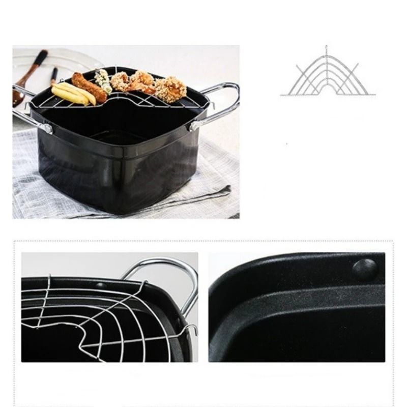 Japanese Mini Deep Fryer With Oil Drain Rack 2