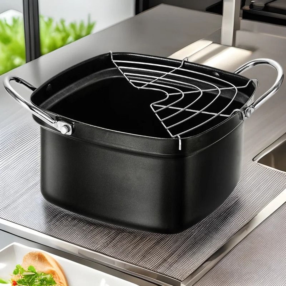 Japanese Mini Deep Fryer With Oil Drain Rack 5