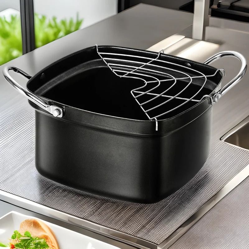 Japanese Mini Deep Fryer With Oil Drain Rack 5