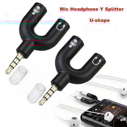u-shaped 3.5mm stereo audio and microphone splitter