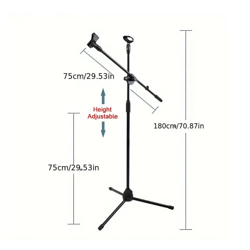 Adjustable Boom Microphone Stand With Dual Clip Holders 1