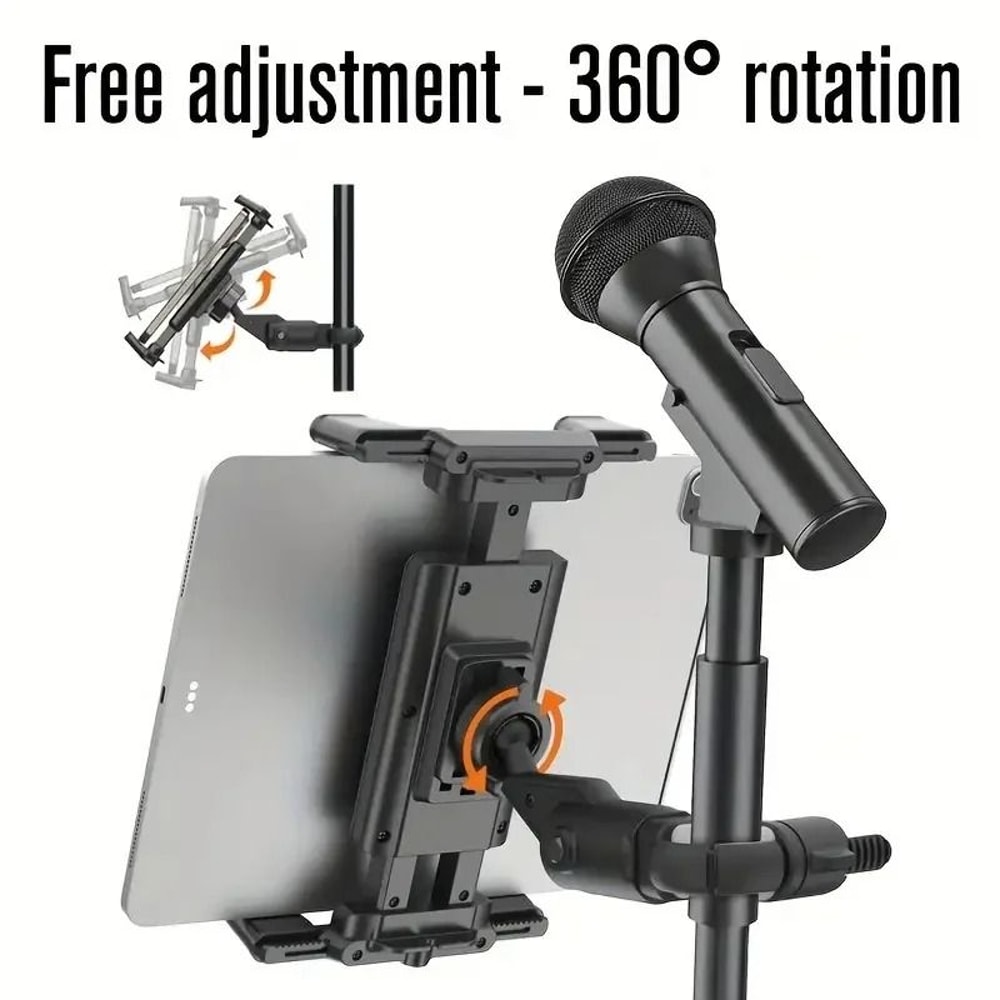 Universal Rotating Microphone Stand Tablet Holder 1