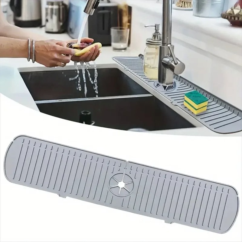 Universal Silicone Faucet Splash Guard And SelfDraining Sink Drying Mat 6