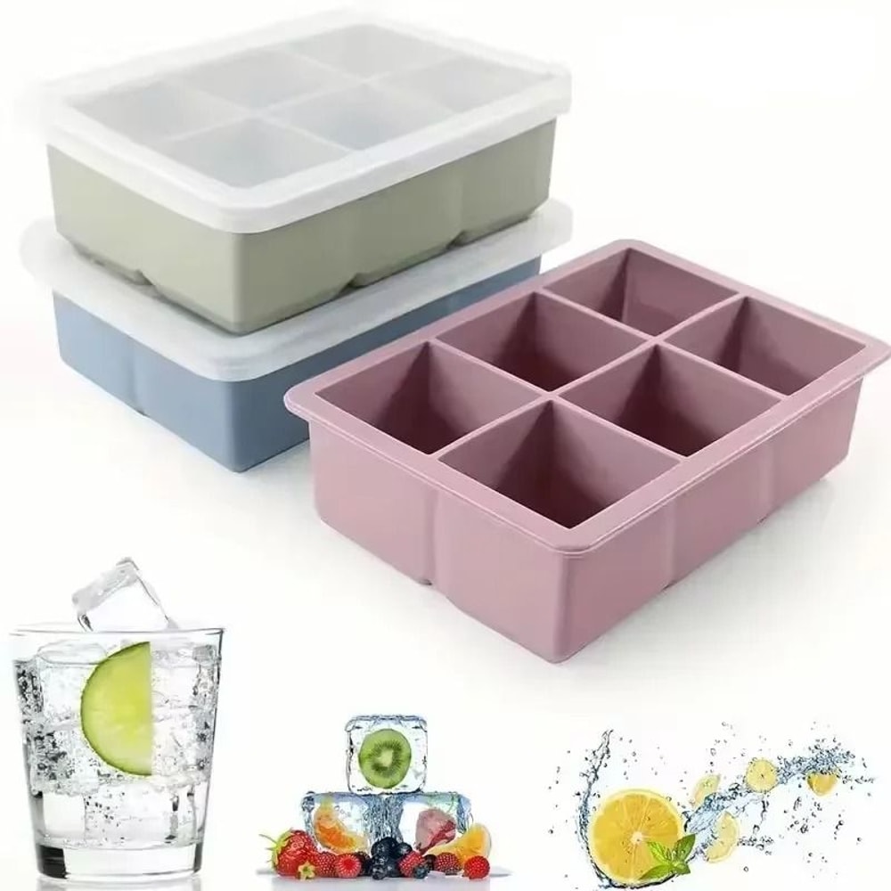 Premium Stackable Large Square Ice Cube Tray With SpillProof Lid 0