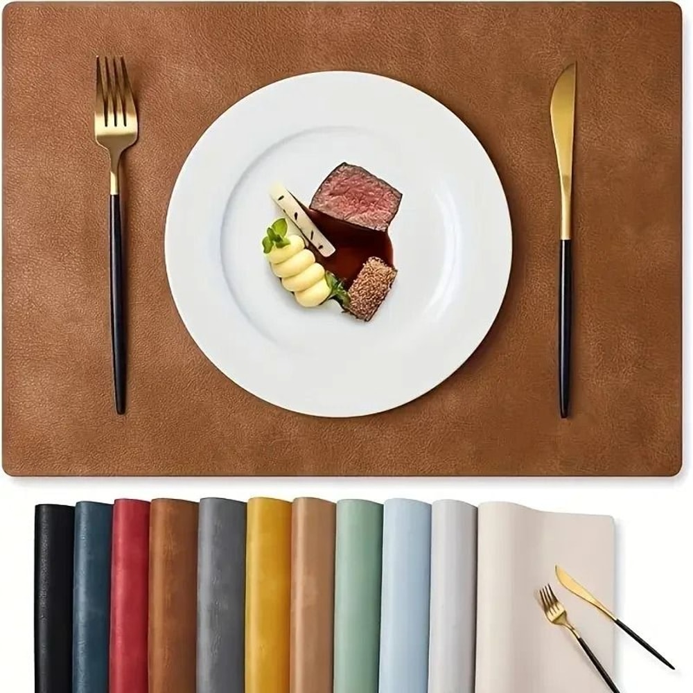 Elegant Textured Faux Leather Placemat And HeatInsulated Table Protector 1
