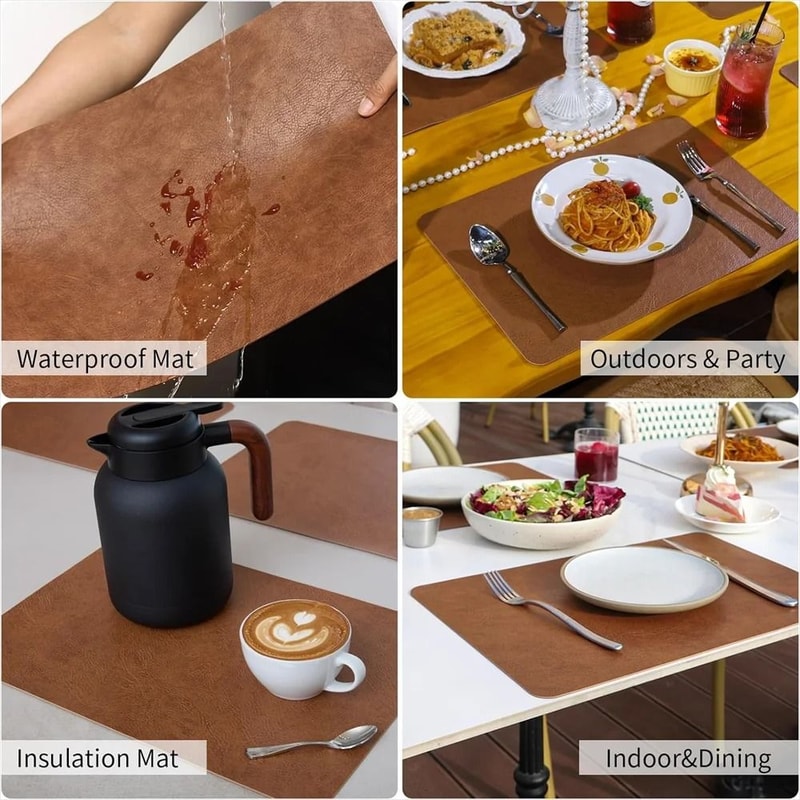 Elegant Textured Faux Leather Placemat And HeatInsulated Table Protector 3
