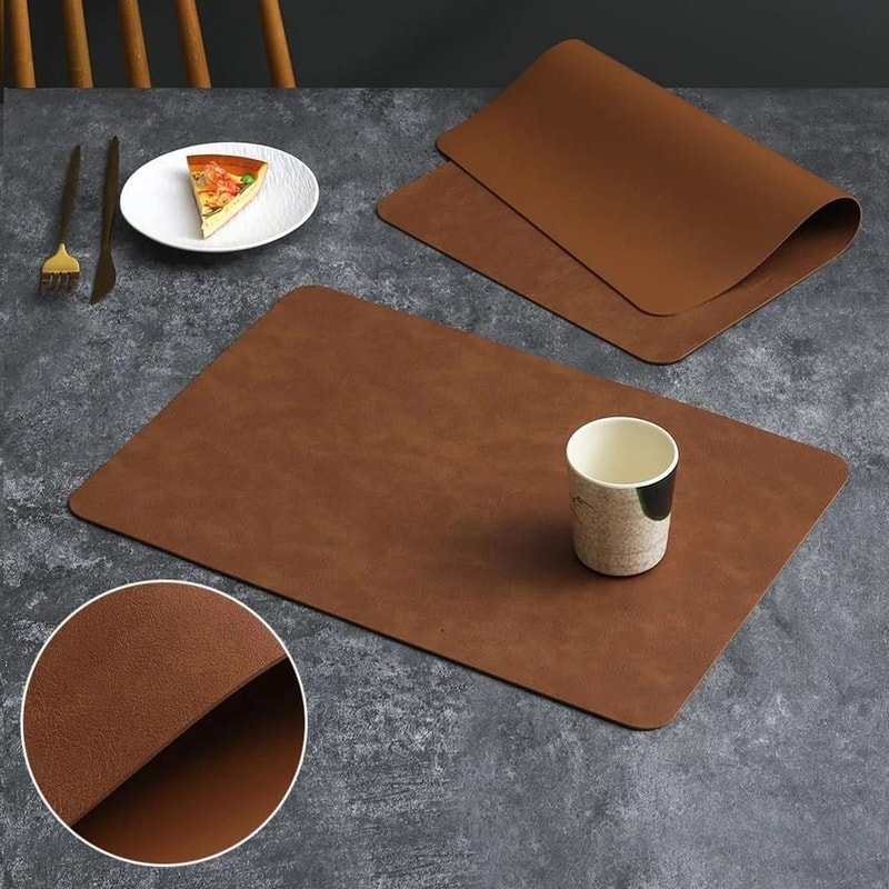 Elegant Textured Faux Leather Placemat And HeatInsulated Table Protector 4