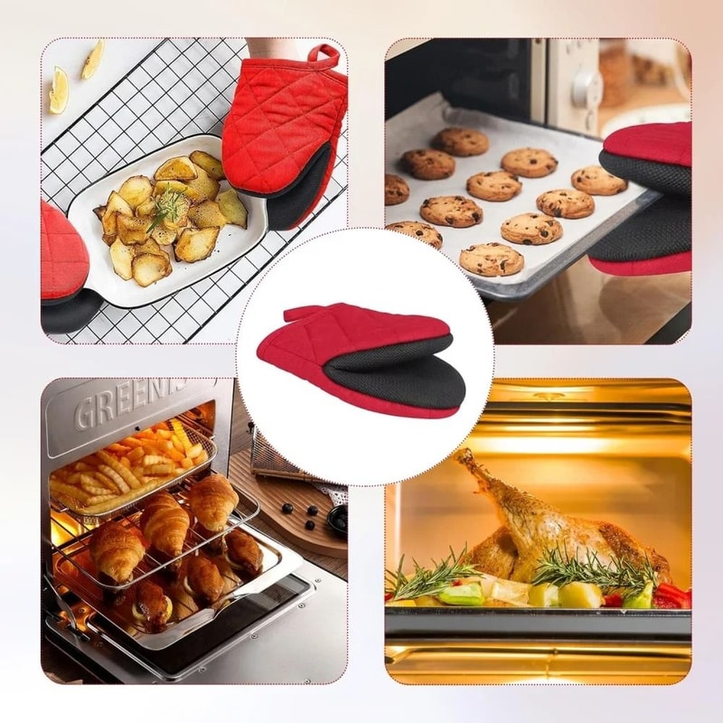 Professional HighHeat Resistant Silicone Mini Oven Mitts With NonSlip Grip 6