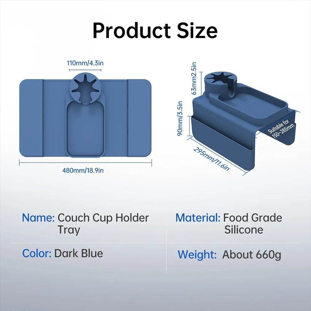 Professional SpillProof Silicone Sofa Armrest Cup Holder And Integrated Accessory Tray 1