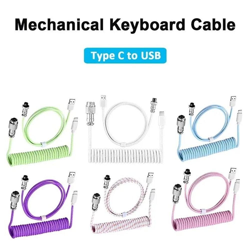Professional Custom Coiled Mechanical Keyboard Cable With Aviator Aviation Connector 1