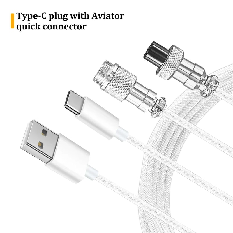 Professional Custom Coiled Mechanical Keyboard Cable With Aviator Aviation Connector 5