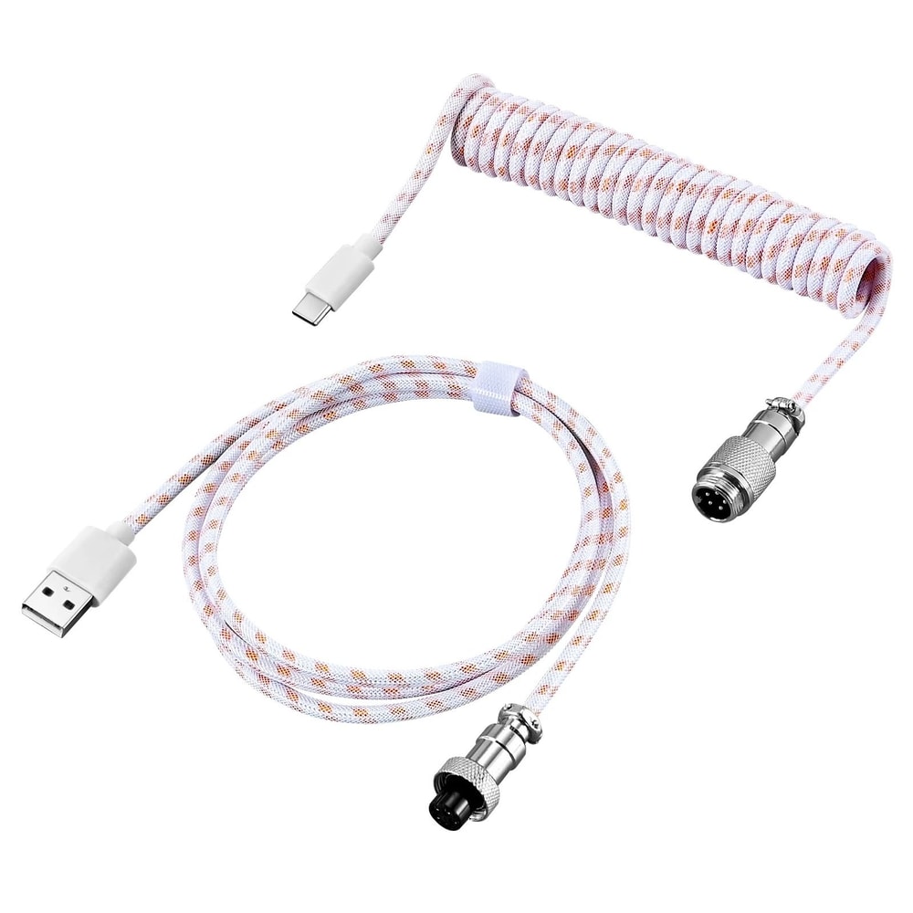 Professional Custom Coiled Mechanical Keyboard Cable With Aviator Aviation Connector 12