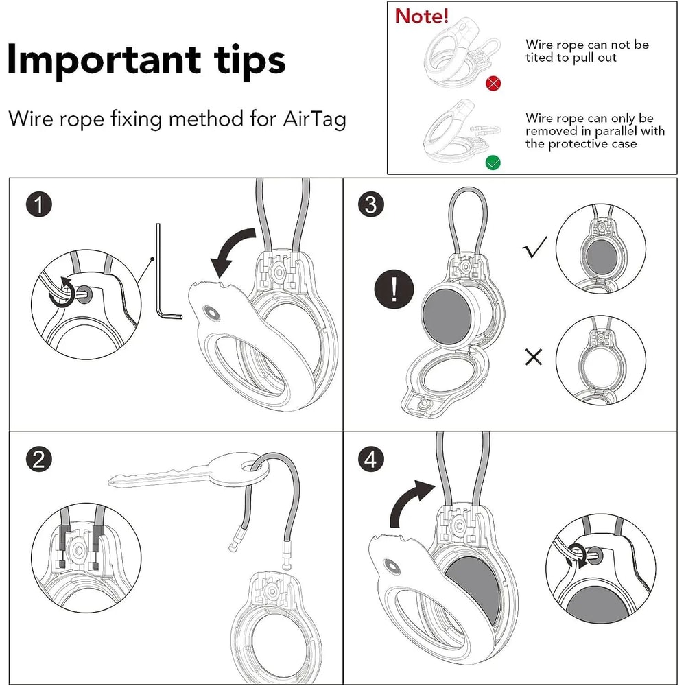 Professional HeavyDuty Security Case For Apple AirTag With Stainless Steel Cable Lock 5