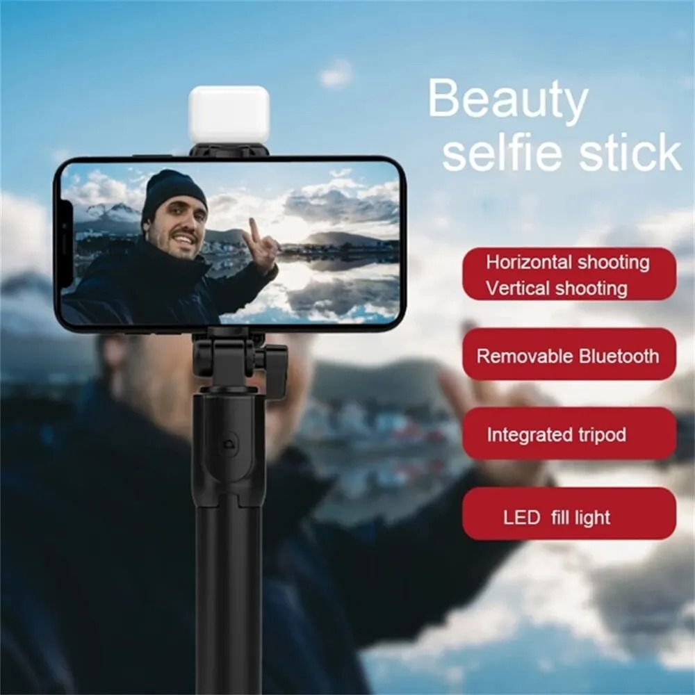 Professional Hybrid Bluetooth Selfie Stick And Portable Studio Tripod With LED Fill Light 5