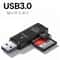 Professional High Speed USB 30 2In1 Memory Card Reader And Dual Slot Flash Drive Adapter 0
