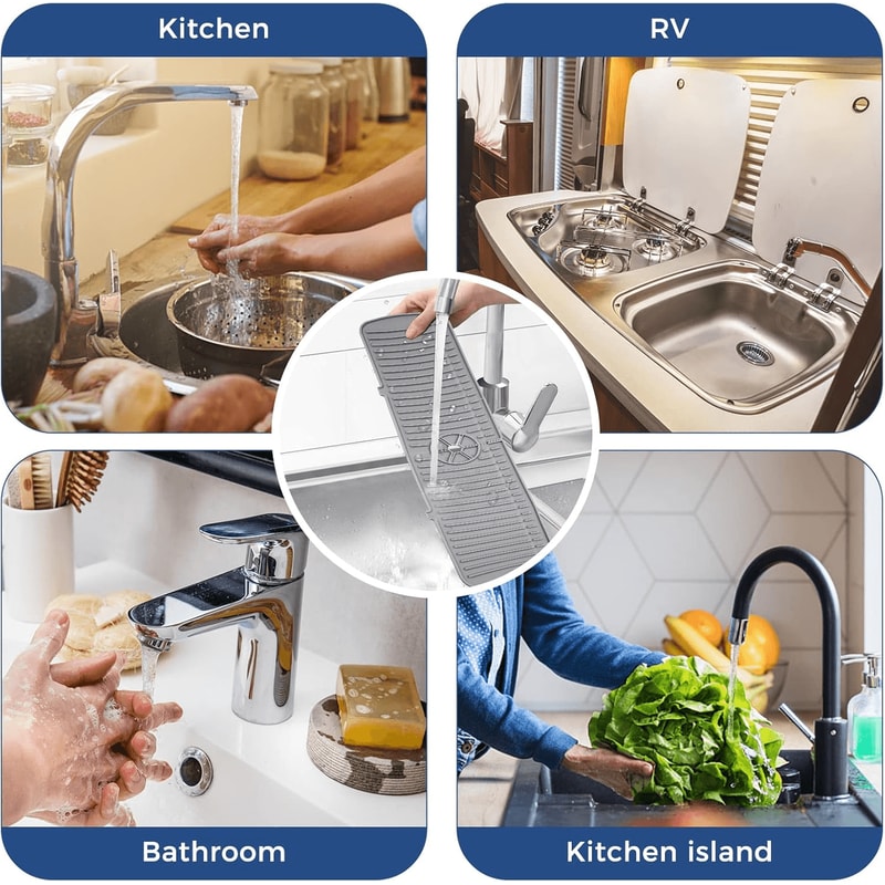 Silicone Faucet Splash Pad Countertop Protector Mat for Kitchen and Bathroom