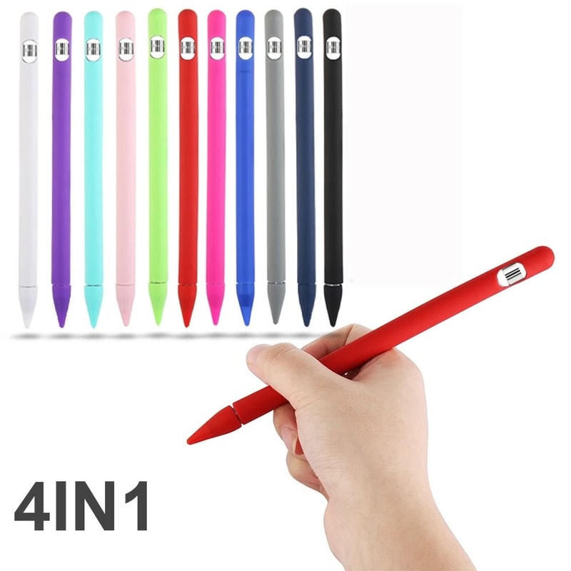 Professional 4In1 Soft Silicone Protective Suite And AntiLost Case For Apple Pencil 1st Generation 2