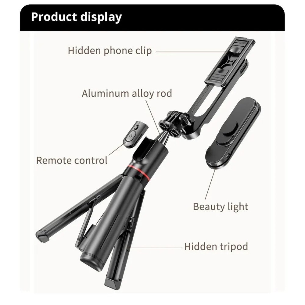 Professional High Performance Foldable Selfie Stick Tripod With Integrated LED Fill Light And Bluet 6