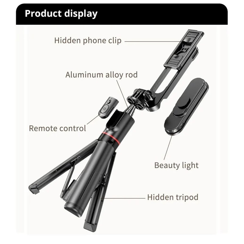Professional High Performance Foldable Selfie Stick Tripod With Integrated LED Fill Light And Bluet 6