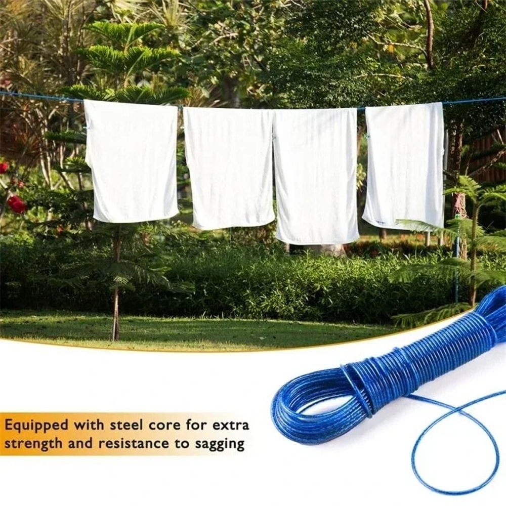 High Tensile Steel Core Clothing Drying Rope And 20 Meter Weatherproof PVC Garden Washing Line 5