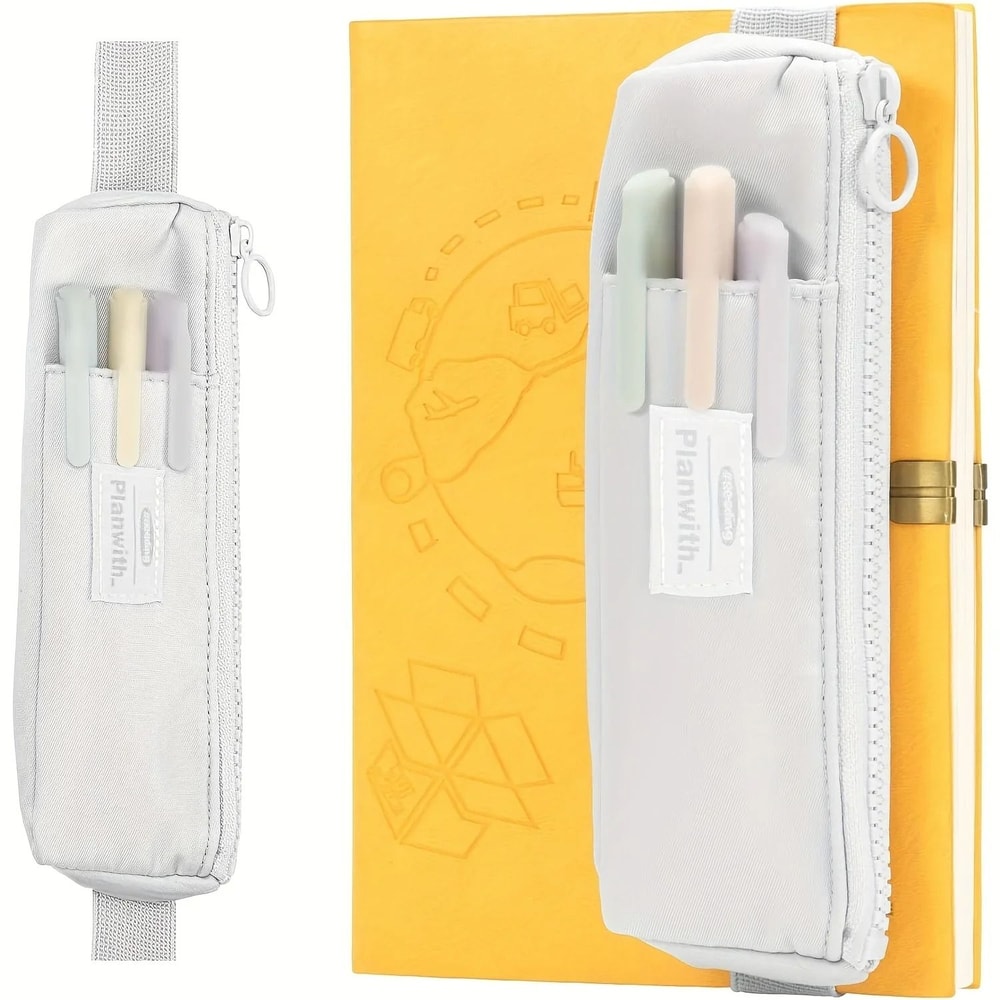 Slim Canvas Pencil Holder And Precision Notebook Interface With Adjustable Elastic Band 0