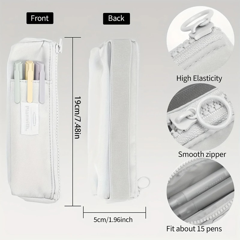 Slim Canvas Pencil Holder And Precision Notebook Interface With Adjustable Elastic Band 3