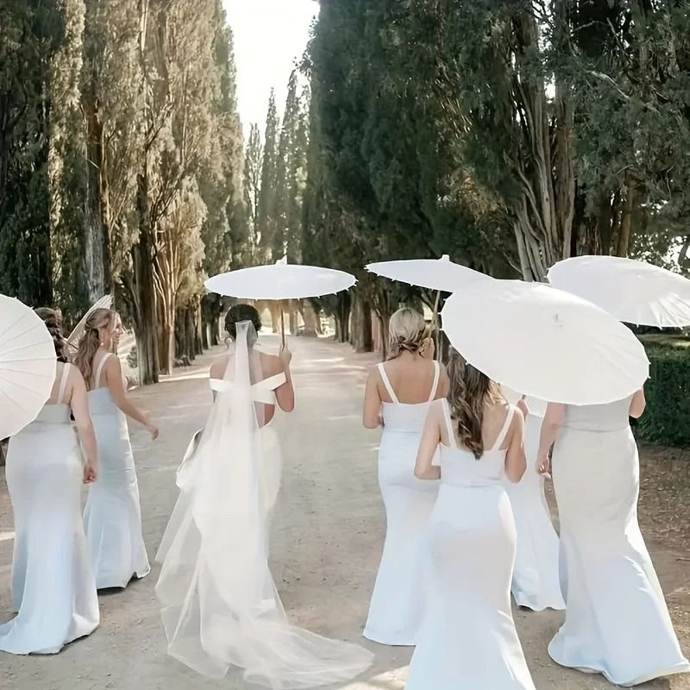 White Paper Umbrella And Handmade Traditional Chinese Bridal Sunshade Hardware 1