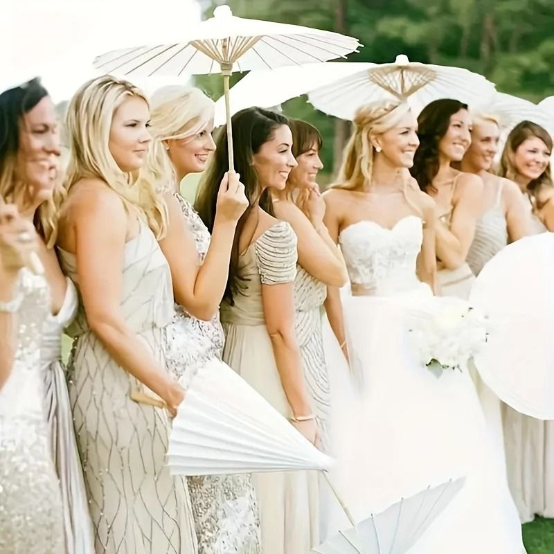 White Paper Umbrella And Handmade Traditional Chinese Bridal Sunshade Hardware 2