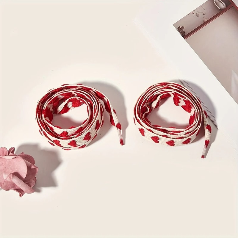 Fashionable Red Heart Flat Shoelaces For Sneakers 4