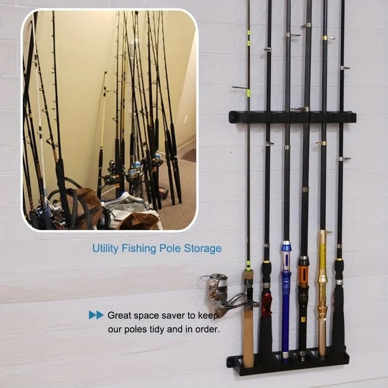Vertical Wall Mounted Fishing Rod Rack And Organizer 3