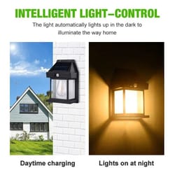 solar powered waterproof outdoor wall light with motion sensor