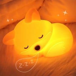 adorable squishy silicone fox night light and nursery lamp