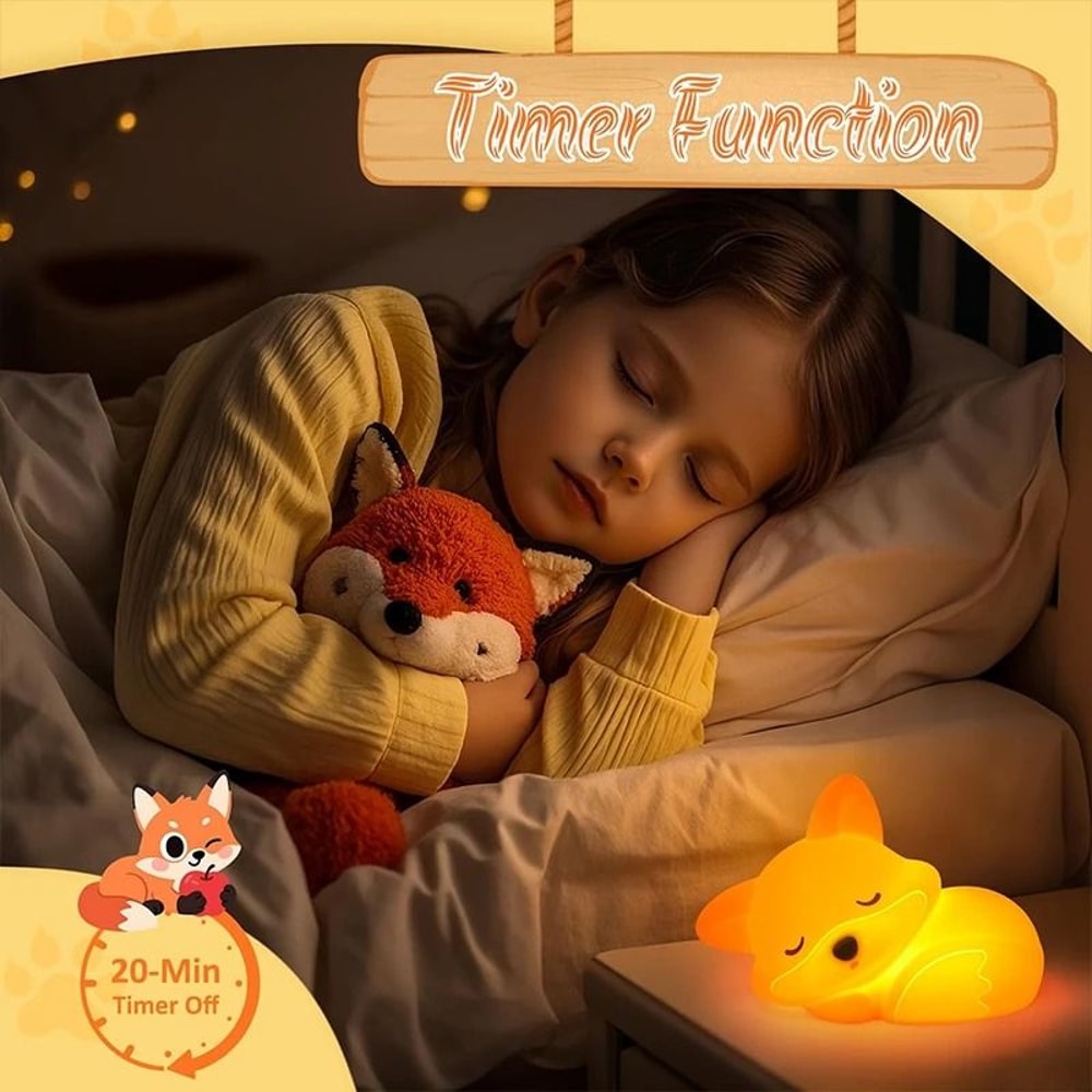 Adorable Squishy Silicone Fox Night Light And Nursery Lamp 4