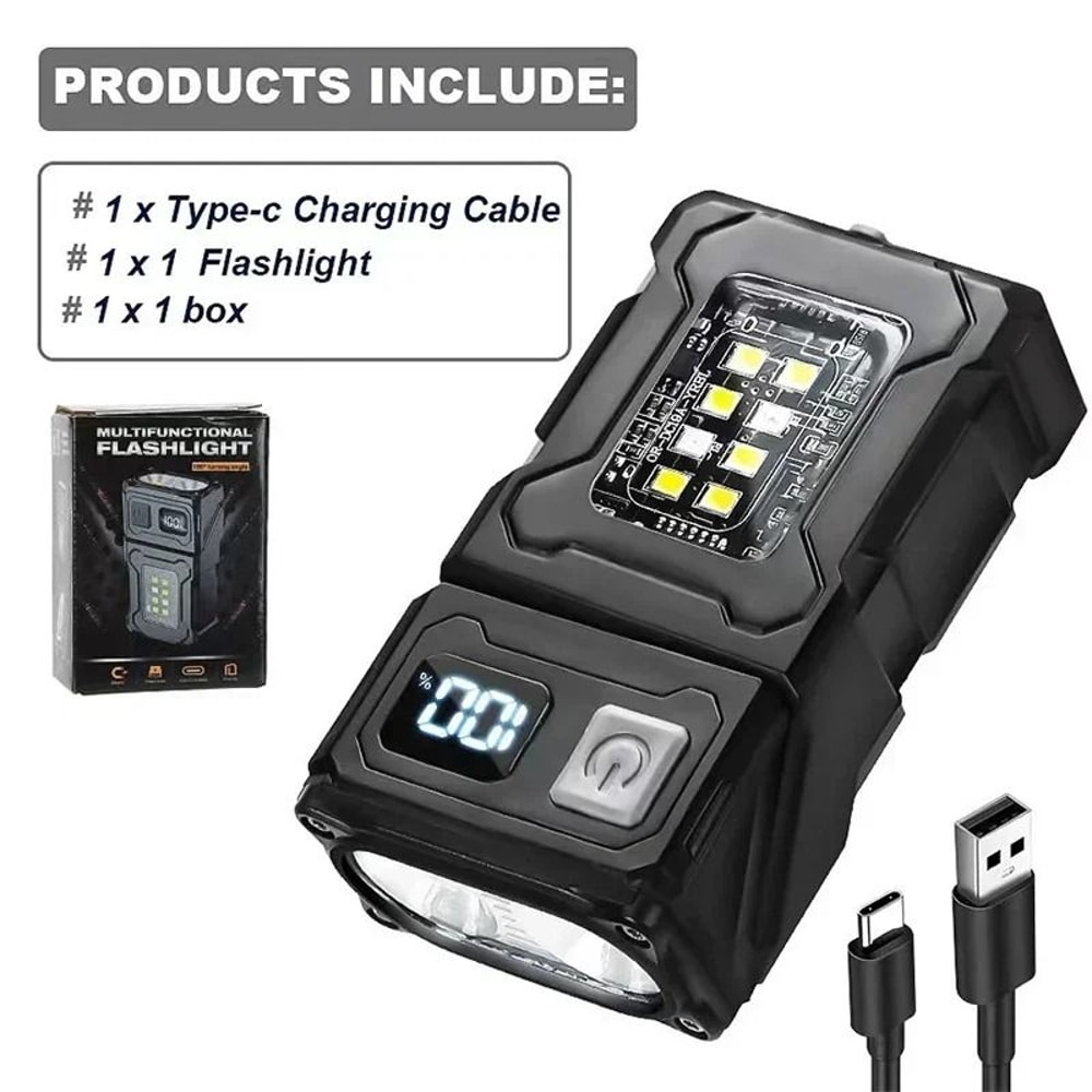 Multifunctional Mini Rechargeable LED Flashlight And Tail Magnet Work Light 7